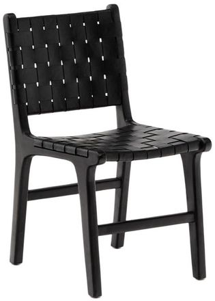 K Home Massiver, handgefertigter Leder Design Stuhl Galaxy, Schwarz