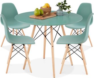 Best Choice Products 5-Piece Compact Mid-Century Modern Dining Set w/ 4 Chairs, Wooden Legs