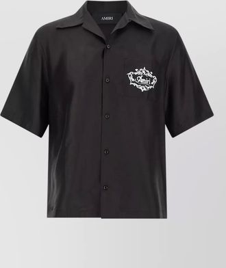 Amiri crest camp shirt short sleeves spread collar