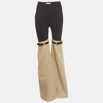 Coperni Black & Beige Jersey & Cotton Wide Legged Pants S