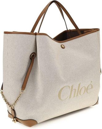 Chlo&eacute; Womens Beige Cotton Shoulder Bag