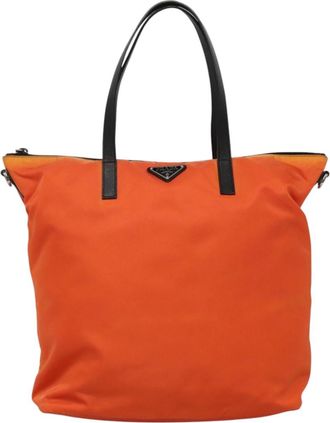 Prada Orange Synthetic Tote Bag (Pre-Owned)