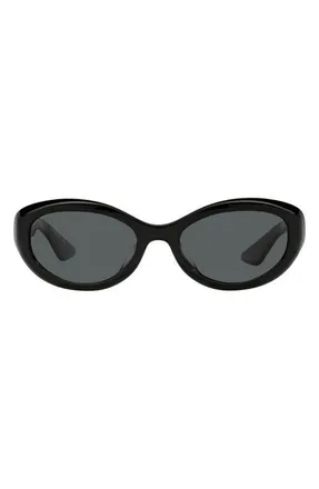 Oliver Peoples x KHAITE 1969C 53mm Oval Sunglasses in Black /Carbon Grey at Nordstrom