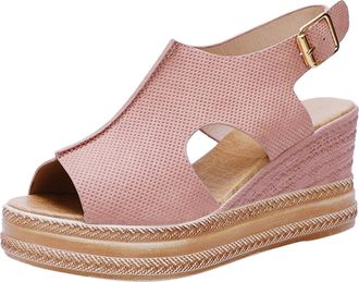 Generic Ladies Slope Sandals for Women Platform Heels Fish Mouth Open Toe Roman Style Casual Summer Beach Walking Shoes (3.5)