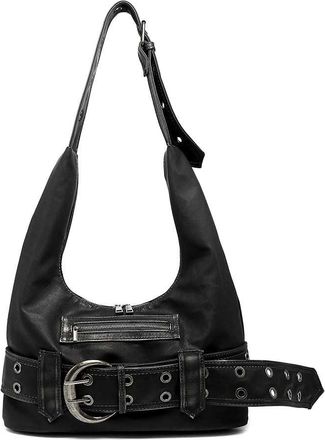 Generic PU Leather Belt Buckle Handbag Vintage Travel Shoulder Bag Y2k Tote Bag (Black)