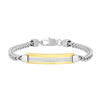 Robert Alton 1/5CTW Diamond Stainless Steel & Yellow Finish ID Bracelet