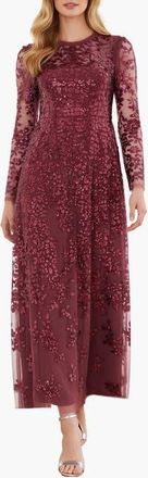 Needle & Thread Rosanna Lattice Round Neck Gown in Winterberry at Nordstrom, Size 16