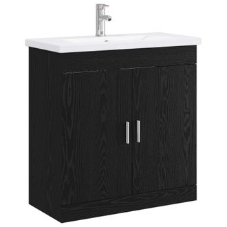 vidaXL Juego De Muebles De Ba&ntilde;o Roble Negro 81 X 40 X 84,5 Cm Vidaxl