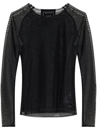 Yohji Yamamoto mesh long-sleeve top - Black