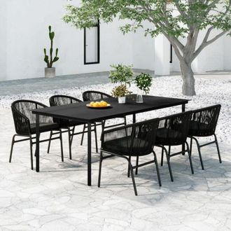 vidaXL Juego De Comedor Para Jard&iacute;n 7 Piezas Negro Vidaxl