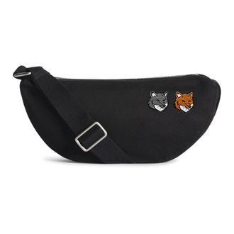 Maison Kitsun&eacute; Bum Bags, female, Gray, ONE SIZE, Double Bold Fox Head Bumbag