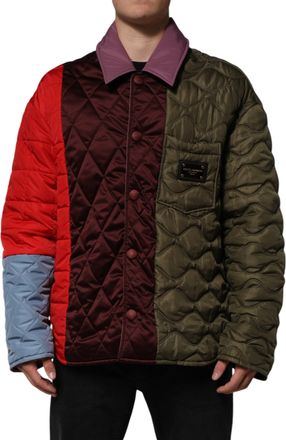 Dolce & Gabbana Multicolor Patchwork PolyesterQuilted Mens Jacket