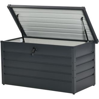 OUTSUNNY Panca Contenitore da Esterno con Chiave in Acciaio Grigio - Outsunny