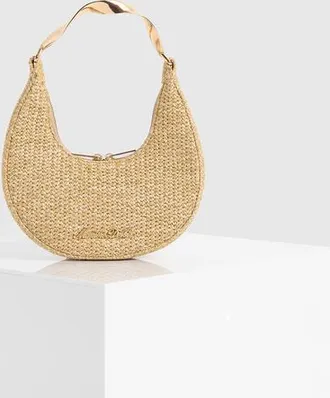Mani&egrave;re De Voir Sadie Sculpted Raffia Crescent Bag in Natural at Nordstrom