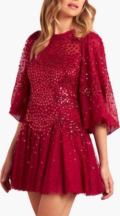 Needle & Thread Scallop Sequin Mini Dress in Red at Nordstrom, Size 10