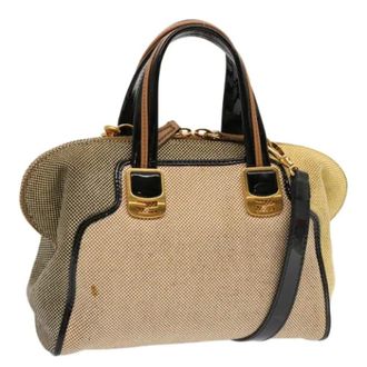 Fendi Pre-owned Handbags, female, Beige, Size: ONE SIZE Pre-owned Canvas Handbag
