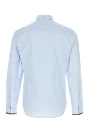 Gucci Mens Embroidered Poplin Shirt Azurewhitemc Exterior: Cotton Camicie