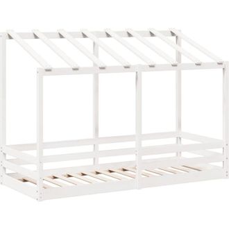 vidaXL Cama Infantil Con Techo Madera Maciza Pino Blanca 90x190 Cm Vidaxl