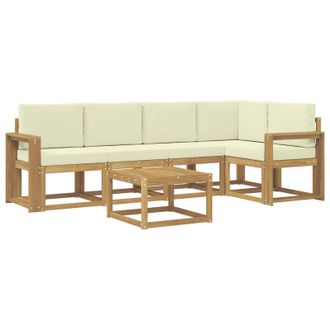vidaXL Conjunto De Sof&aacute;s De Exterior Con Coj&iacute;n 6 Pcs Blanco Y Crema Vidaxl