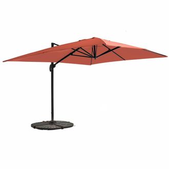 Oviala Parasol Exc&eacute;ntrico 3x4m Terracota Giratorio + 4 Losas Base