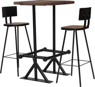 vidaXL Bar Set 3 Piece Solid Reclaimed Wood Vidaxl