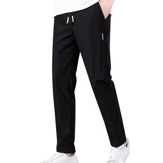 Generic Mens Straight Ice Silk Casual Pants, Men Quick Dry Trousers Stretch Ice Silk Breathable Straight Fit Pants Casual Ice Silk Pants for Men Breathable Lo