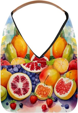 Generic Watercolor fruits (2) Reusable Lightweight Grocery Bags - Foldable Into Compact Pouch, Washable & Sturdy, Multipurpose for Shopping and Travel