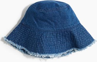H&M Bucket Hat aus Denim mit ausgefransten Kanten - Blue