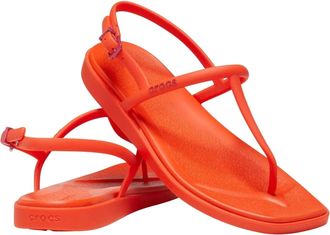 Crocs Womens Crocs Miami 209793-84J Sandal Orange Square Toe Thong Flip Flop ZOGG2328