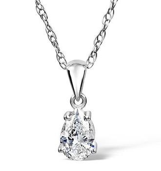The Diamond Store Kiera Platinum Pear Shape Diamond Pendant Necklace 0.33CT G/VS