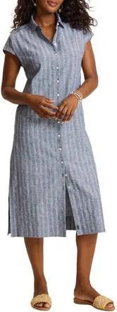 Tommy Bahama Textured Dobby Midi Shirtdress in Coastline at Nordstrom, Size X-Small