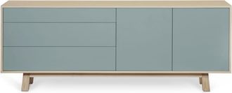 Mon Petit Meuble Français Aparador bajo de 2 puertas y 3 cajones l.200 cm, fresno