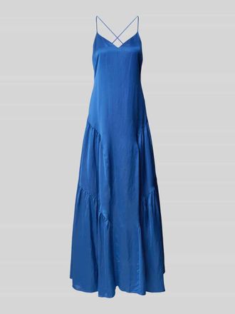 Lauren Ralph Lauren Tailliertes Abendkleid aus Viskose-Leinen-Mix Modell VITHYA in Blau, Gr&ouml;&szlig;e 40