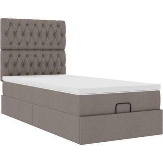 vidaXL Estructura De Cama Otomana Colch&oacute;n Tela Gris Pardo 90x190cm Vidaxl