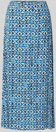 Ichi Midirock aus Viskose im Allover-Look Modell MARRAKECH in Blau, Gr&ouml;&szlig;e XXL