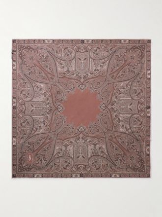 Saint Laurent Foulard In Seta Con Stampa Paisley - Marrone