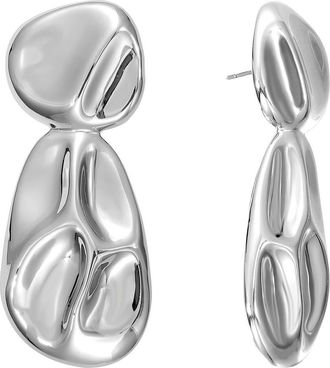 Rivka Friedman White Rhodium Plated Pebble Drop Earrings at Nordstrom Rack