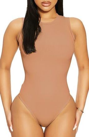 Naked Wardrobe The Sleeveless Snatched Bodysuit in Coco at Nordstrom Rack, Size X-Small