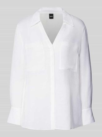 HUGO BOSS Regular Fit Bluse aus Viskose-Leinen-Mix Modell Bosala in Weiss, Gr&ouml;&szlig;e 38