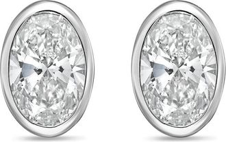 Diana M. Jewels 14Kt White Gold 7.00 cts Lab Grown Oval Diamond Bezel Studs