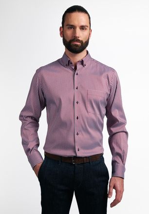 Eterna Langarmhemd ETERNA MODERN FIT, Herren, Gr. 43, Normalgr&ouml;ssen, rot, Twill, 4% Elasthan, 26% Polyamid, 70% Lyocell, tailliert, Manschette, Hemden Langar