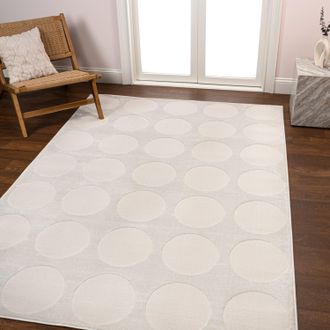 Jonathan Y Designs Adrian Modern Geometric Circle Dot High-Low White/Cream 3 ft. x 5 ft. Area Rug