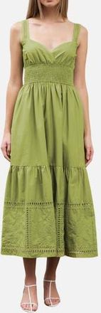 Moon River Sleeveless Tiered Midi Sundress in Green at Nordstrom Rack, Size X-Small