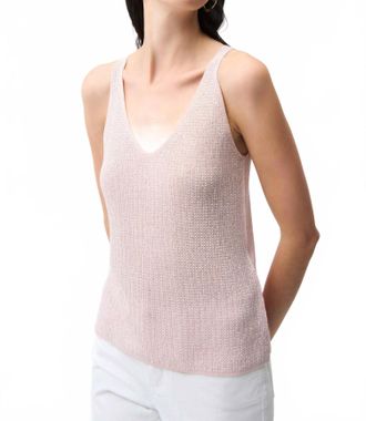 Joseph Ribkoff Metallic Knitted Camisole With Rhinestones In Petal Pink