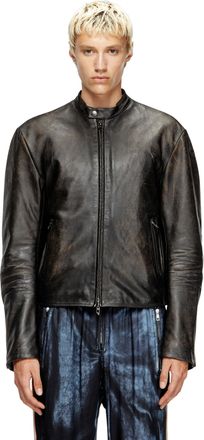 Diesel Distressed leather biker jacket - Leather jackets - Man - Brown