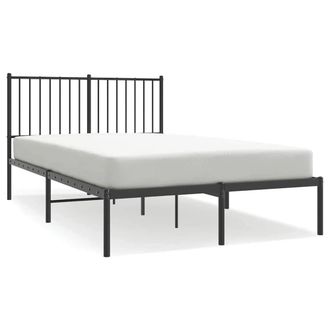 Berkfield Home Metal Bed Frame with Headboard Black 120x190 cm Small Double