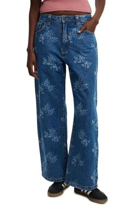 Cotton On Womens Low Super Baggy Jean in Nordic Blue Floral Laser at Nordstrom, Size 6