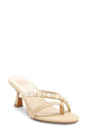 Dolce Vita Daisy Embellished Slide Sandal in Light Natural Raffia at Nordstrom Rack, Size 8.5