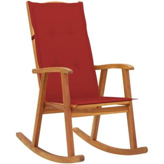 vidaXL Silla Mecedora Con Cojines Madera Maciza De Acacia