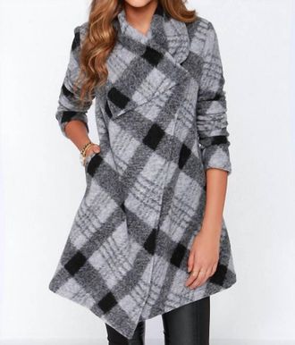 BB Dakota Colton Plaid Coat In Grey